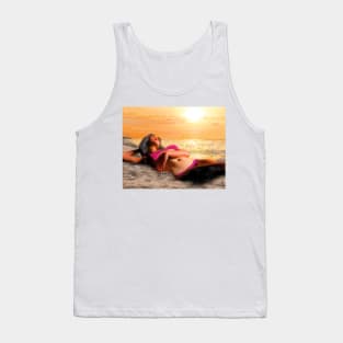 Woman girl bikini beach sunset Tank Top